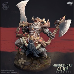 Donhul - Minotaur Warrior - Woudenhorn Clan - 28mm  Miniatures for Tabletop Gaming (DnD, D&D, ) by CastNPlay