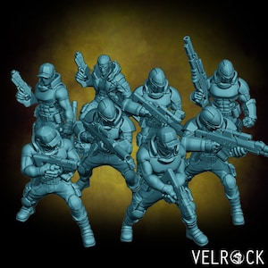 Sector Task Force - Guardsmen - Gunmen Grunts - Security Army - 28mm | 32mmMiniatures for Tabletop Gaming (DnD, D&D) by Velrock Art