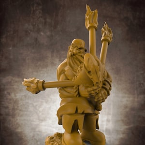 Bardzerker - Dwarvern Bard with Flaming Bagpipes - 32mm | 28mm Miniatures for Dungeons and Dragons (DnD, D&D, ) by Lion Tower