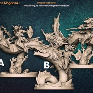Swordeel Riders - Sea Elves  -  Sunken Kingdoms - 28mm Miniatures for Tabletop Gaming (DnD, D&D) by Artisan Guild