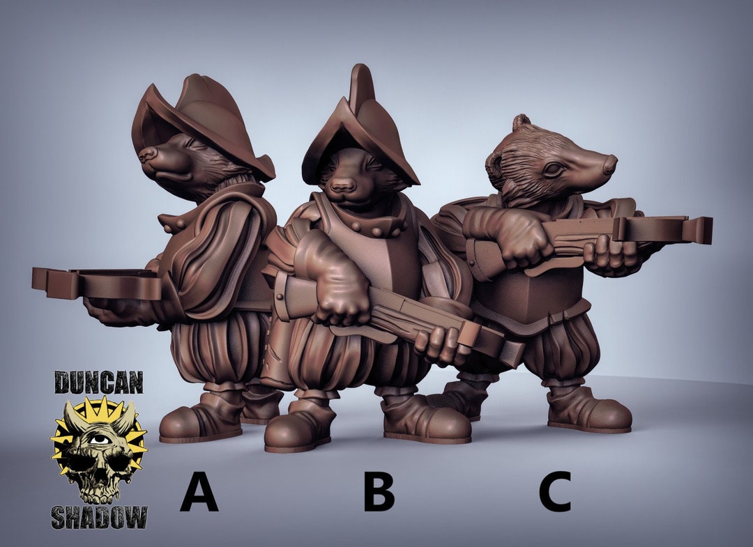 Figurines Métal 15mm Woodlands Realm Badger Warriors - Lot De 3 Non Peintes, Pour Wargame Ou Collection