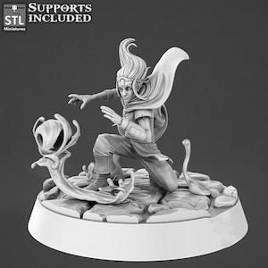 Genasi D - Genasi Set - Water Genasi Male - Heroes and NPCs - 32mm | 28mm Miniatures for Tabletop Gaming (DnD, D&D, ) by STL Miniatures