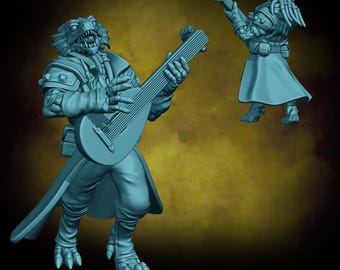 Menestrello dragonide maschio - Bardo dragonide - Miniature da 28 mm / 32 mm per giochi da tavolo (DnD, D&D) di Velrock Art