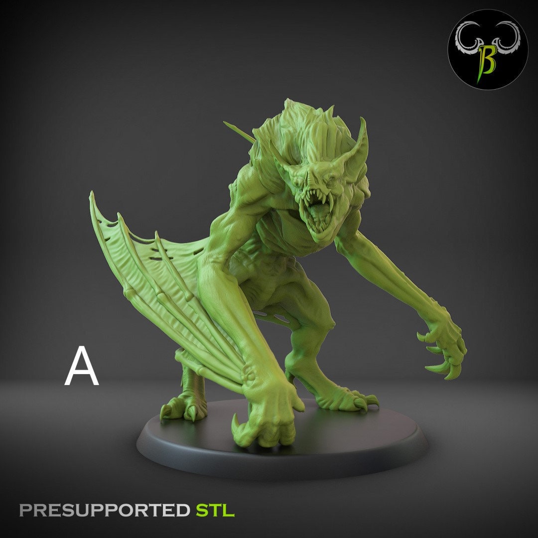 Feral Vampire Dnd Monster Varghulf Undead Evil 32mm Etsy