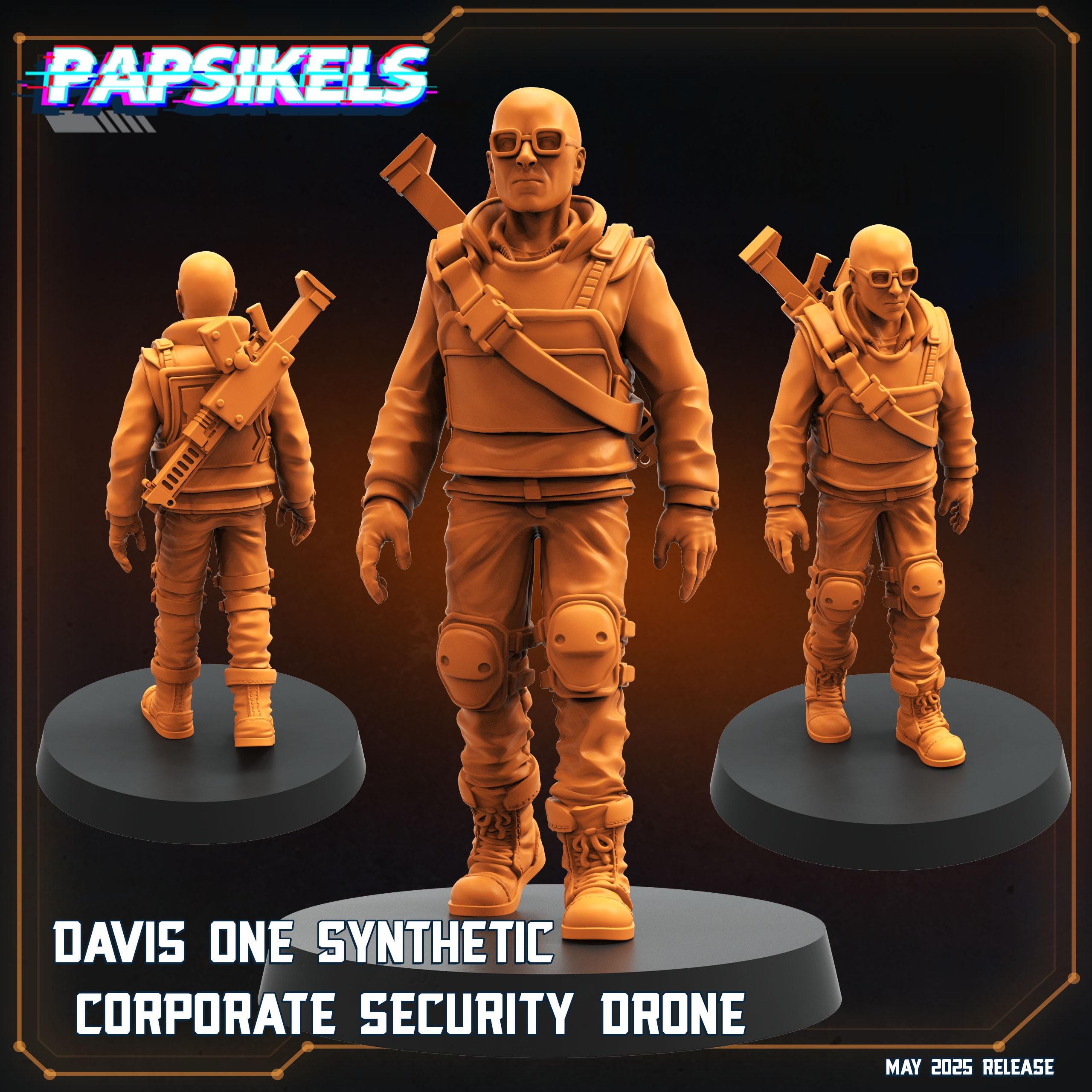 Davis One Synthetic Security Drone - 28mm 32mm Miniatures for Tabletop Gaming (Starfinder, Cyberpunk RED, CP2020, Shadowrun) by Papsikels