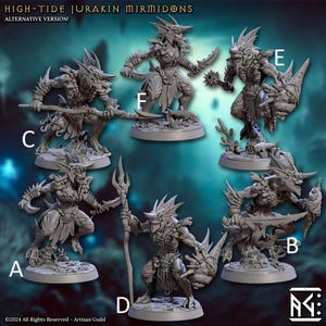 High Tide Jurakin with HELMET - Mirmidons Death-Tide - 28mm | 32mm Miniatures for Tabletop Gaming - Dungeons (DnD, D&D) by Artisan Guild