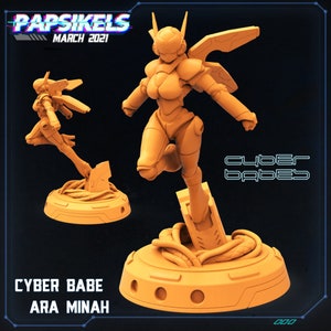 Cyberbabe - Ara Minah - vrouwelijk - 28 mm 32 mm-miniaturen voor tabletop gaming (Starfinder, Cyberpunk RED, CP2020, Shadowrun) van Papsikels