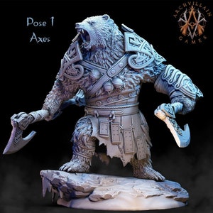 Frostburn Bear Vanguard - Viking Druid Warrior - 28mm Miniatures for Tabletop Gaming  - Dragons - Wargame (DnD, D&D)