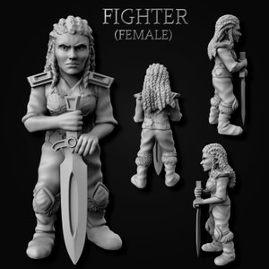 Female Gnome Fighter - Gnomish Adventurers - 32mm | 28mm Miniatures for Tabletop Gaming (DnD, D&D,  ) by Mini Forge