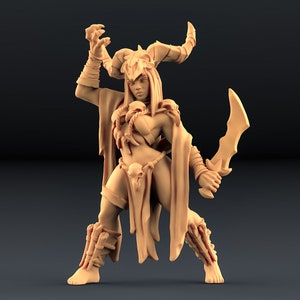 Necromancer Priestess - Raktaa - Tribal Female 28mm 32mm - 3d Printed Miniatures for Tabletop Gaming (DnD, D&D, Pathfinder) by Artisan Guild