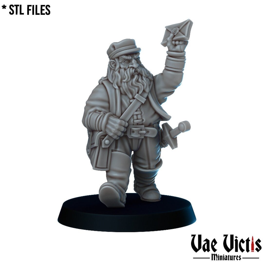 Dwarf Postman - Male - 28mm - 32mm - Mini - RPG - NPC - Miniatures for ...
