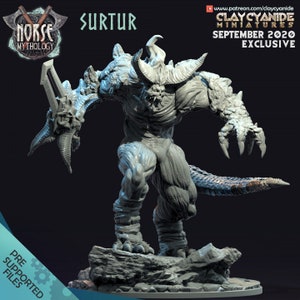 Surtur - Norse Mythology - Demon - 28mm Dungeons and Dragons Miniatures (DnD, D&D, Tabletop Miniature, Painting) by ClayCyanide