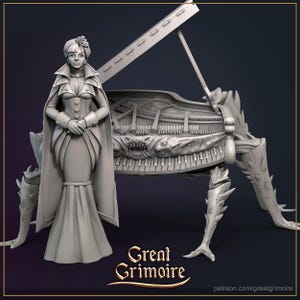 Piano und Monster Mimic - mit Dutchess Medelaine - Terrain 3D print 32 mm Miniaturen für Dungeons and Dragons (DnD, D&D) von Great Grimoire