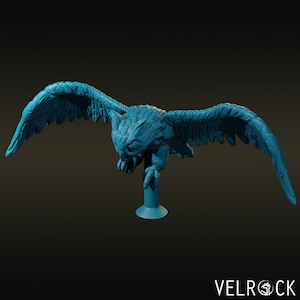 Giant Owl - Flying Beast or Companion - 3d Printed 28mm | 32mmMiniatures for Tabletop Gaming (DnD, D&D) by Velrock Art