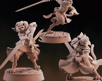 Héroes Catfolk - Clérigos Felinos Tabaxi - Miniaturas 3D de 28 mm para juegos de mesa - Dragones (DnD, D&D) de CastNPlay