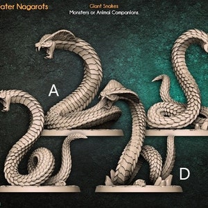 Giant Snakes - Monsters Companions - Beast - Maneater Nagarots 28mm Miniatures for Tabletop Gaming - Dragons (DnD, D&D) by Artisan Guild