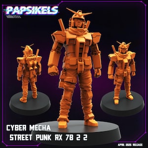 Cyber Mecha Street Punk RX - 28mm | 32mm 3d print Miniatures - Tabletop Gaming (Starfinder, Cyberpunk RED, CP2020, Shadowrun) by Papsikels