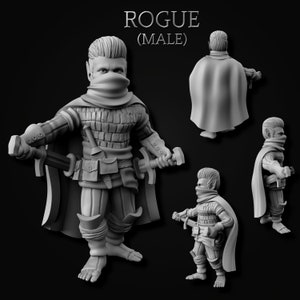 Male Gnome Rogue - Gnomish Adventurers - 32mm | 28mm Miniatures for Tabletop Gaming (DnD, D&D,  ) by Mini Forge