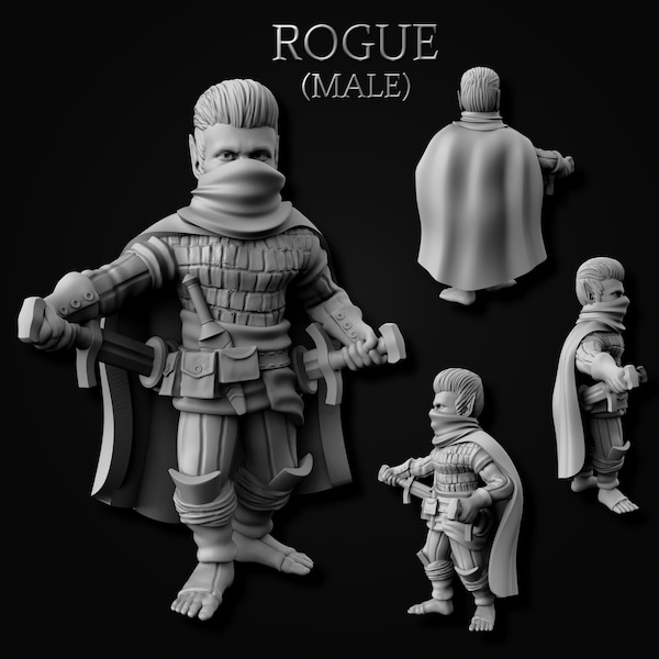 Male Gnome Rogue - Gnomish Adventurers - 32mm | 28mm Miniatures for Tabletop Gaming (DnD, D&D,  ) by Mini Forge