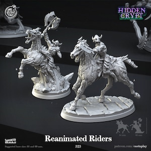 Gereanimeerde ruiters - ondode skeletwacht op paard - verborgen crypte - 28 mm | Miniaturen tabletop gaming (DnD, D&D) van CastNPlay - Cast N Play