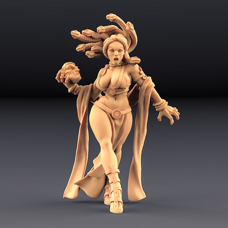Medusa Pinup Snake Queen Female Goddess 3d printed Mini 28mm Miniatures for Tabletop Gaming DnD, D&D by Artisan Guild image 2