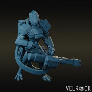 Reptilian Soldier Gunner V1 - Lizardmen - Lizardman - 28 mm | 32 mm Miniaturen voor gaming op tafel (DnD, D&D) van Velrock Art