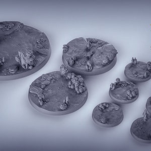 Mushroom Bases - Goblins - Gloomspite - 28mm|32mm Miniatures for Tabletop Gaming (DnD, D&D) by Duncan Shadow