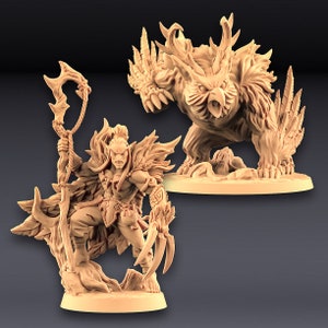 Wood Elf Prince Uldar - Druid - Deepwood Alfar Elves - W Companion Bear - 28mm Miniatures for Tabletop Gaming (DnD, D&D ) by Artisan Guild