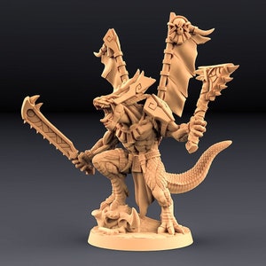 リザードマン チーフタン ウォリアー - ゴールドマウ リザード プリンス - 28 mm ミニチュア テーブルトップ ゲーム用 (DnD、D&D、) Artisan Guild 製