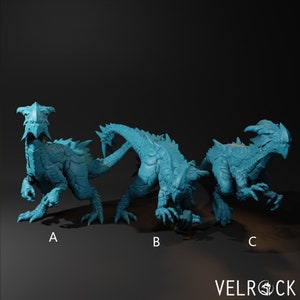 Velociraptors - Raptors - DnD Monster - Dinosaur - Velociraptor - 28mm | 32mmMiniatures for Tabletop Gaming (DnD, D&D) by Velrock Art