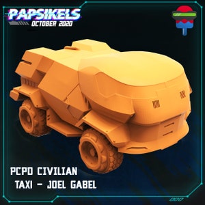 Cyberpunk Car - PCPD Taxi - Cyber Transport - 28mm Miniatures Tabletop Gaming (Starfinder, Cyberpunk RED, CP2020, Shadowrun) by Papsikels