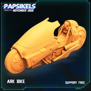 Cyberpunk Car - Ark Cyberbike - 28mm Miniatures for Tabletop Gaming (Starfinder, Cyberpunk RED, CP2020, Shadowrun) by Papsikels