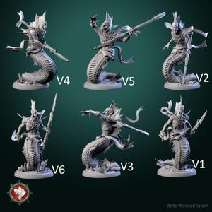 Merfolk Set of 6 - Sea Creature Monster - 3d printed - 28mm | 32mm Miniatures for Tabletop Gaming (DnD, D&D) by White Werewolf Tavern