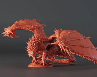 Adult Red Dragon - Epic Dragon Boss - 28mm Miniatures for Tabletop Gaming (DnD, D&D) by Lord of the Print