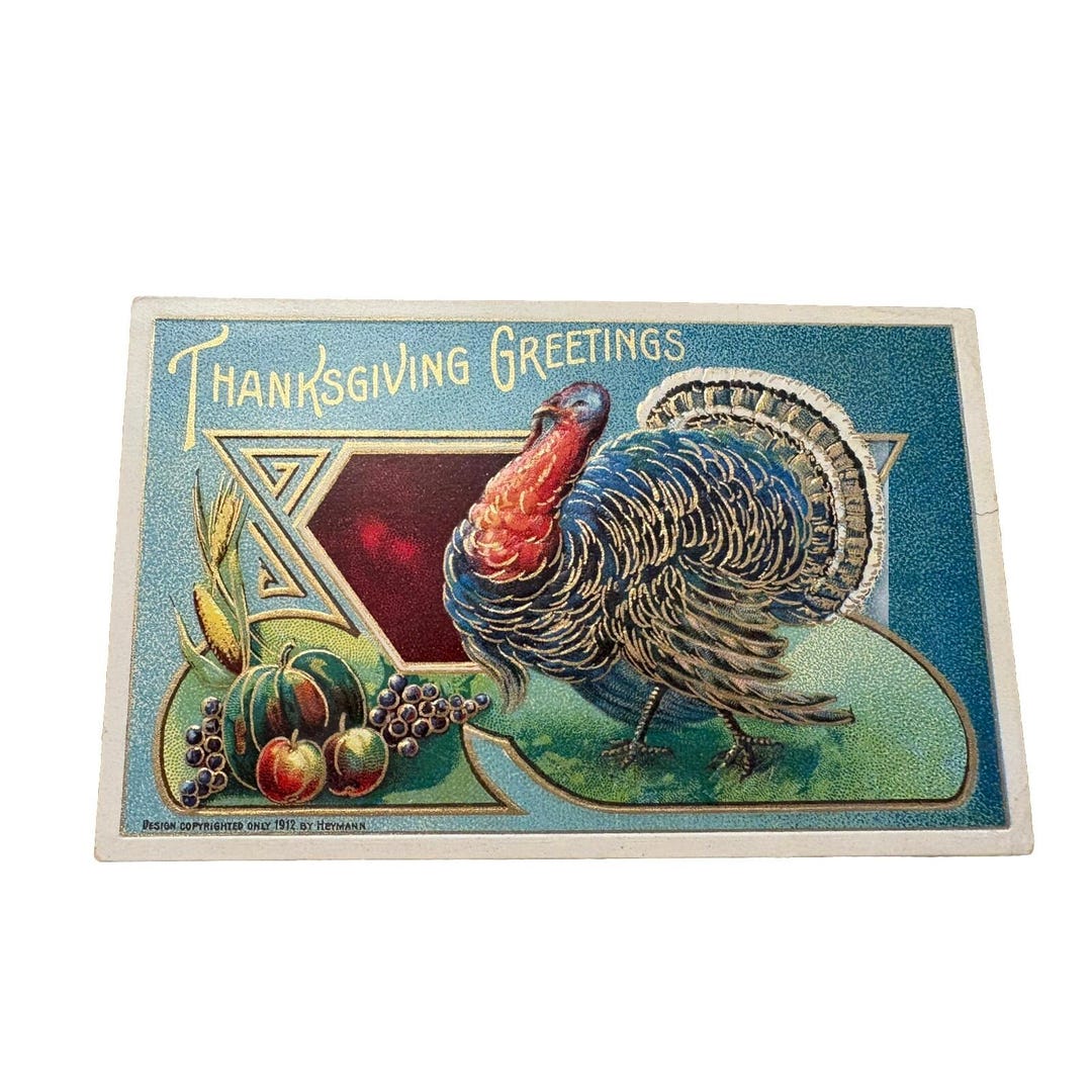 Antique Thanksgiving Postcard Turkey Unposted Embossed - Etsy