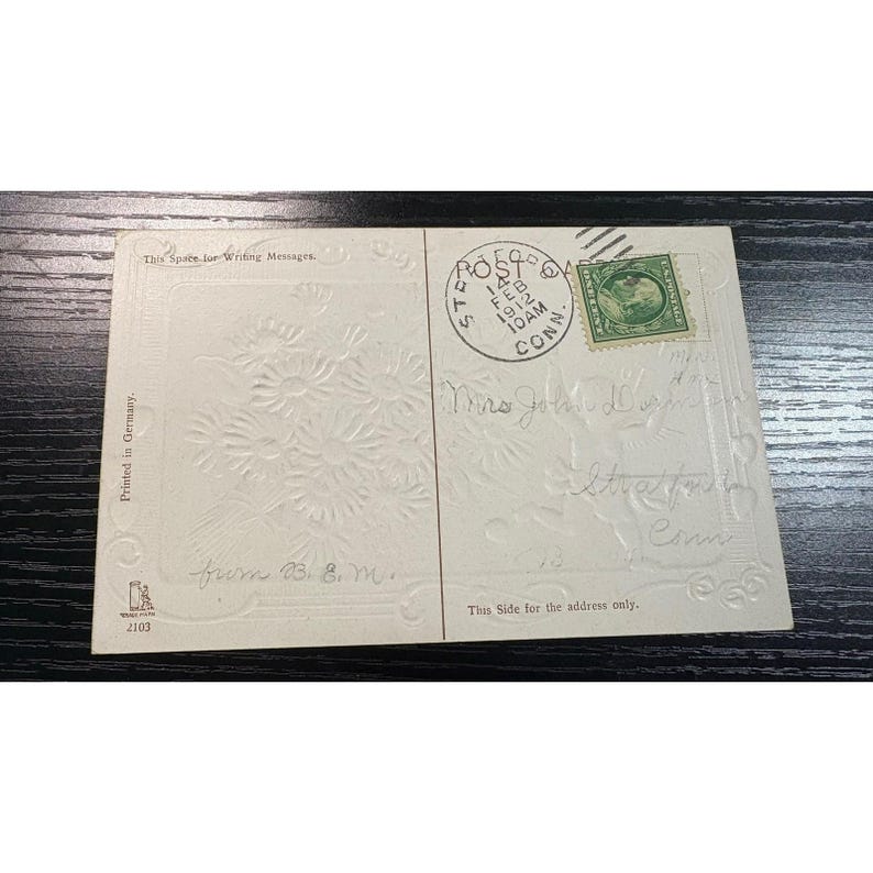1908 Postmark Antique Valentine Postcard Cherub Flowers Embossed Germany 1908 ...