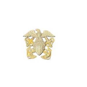 WWII US Navy Officer Insignia Pin Sterling Silver 1/20 10K Gold Vanguard