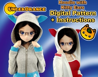 Hoodie with Kitty Ears Digital Pattern and Instructions for Smartdoll