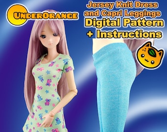 Jersey Knit Dress and Capri Leggings Digital Pattern and Instructions for Smartdoll