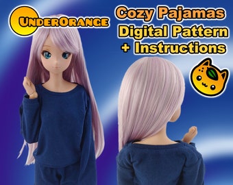 Patrón digital de pijamas de suéter acogedor e instrucciones para Smartdoll