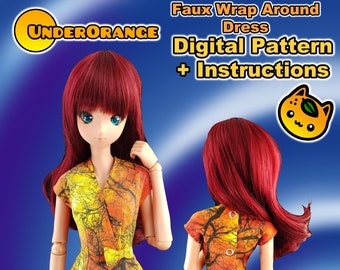 Faux Wrap Around Dress Digital Pattern and Instructions for Smartdoll