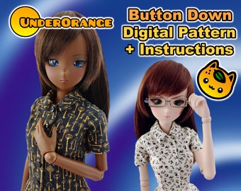 Button Down Shirt Digital Pattern and Instructions for Smartdoll
