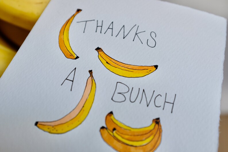 bySophieAllin Thanks a Bunch Banana Yellow Card Greetings Card