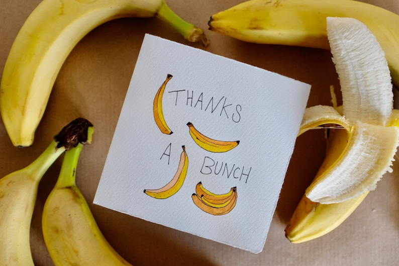 bySophieAllin Thanks a Bunch Banana Yellow Card Greetings Card