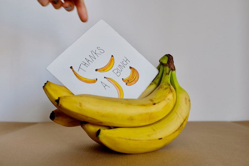 bySophieAllin Thanks a Bunch Banana Yellow Card Greetings Card