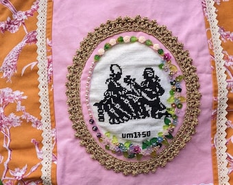 Toile de Jouy, bolso tote, shopper, inspiración barroca, Toile de Jouy, oro, perlas, bordado, amor, castillo