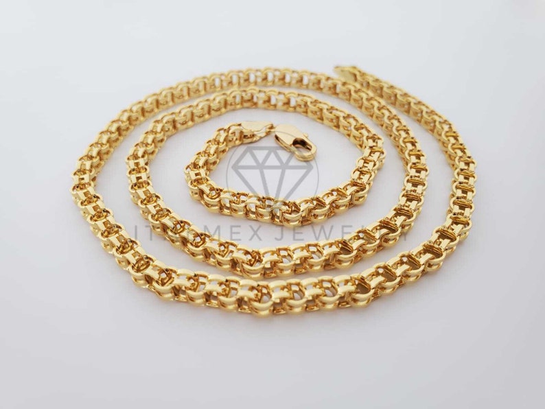18K Gold Plated 5mm24 Chino Bull Link Chain|Cadena Chino Link Laminado 18K