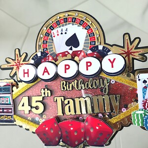 Casino Birthday Cake topper, casino birthday, poker party, casino party decorations image 2