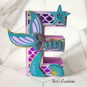 Mermaid theme 3d letter or name Dark color option 1