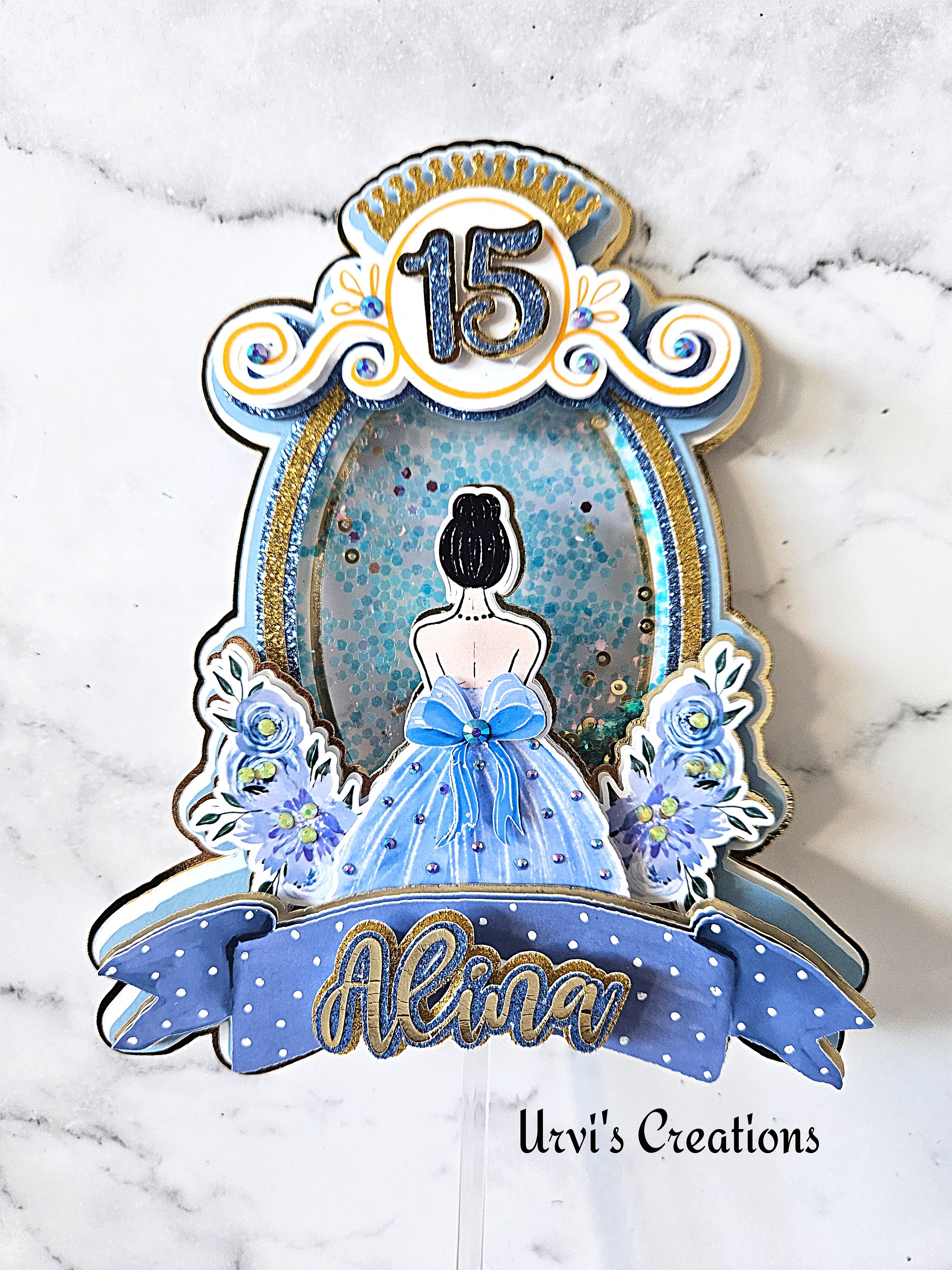 Quincenera/Sweet 16 theme Cake topper.